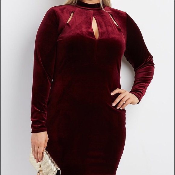 Charlotte Russe Dresses & Skirts - Velvet Mock Neck Cut Out Dress!